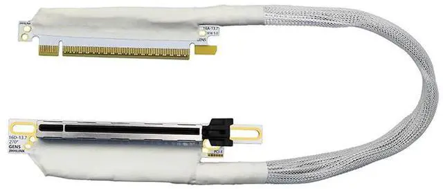 Main image of PCIE 5.0 X16 Extension Cable 64GBS GEN5 270 Degree Braided Riser Compatible with Graphics Card GPU GTX 10 to RTX 50 Series 16AD5W (50CM,Right Out Right in)