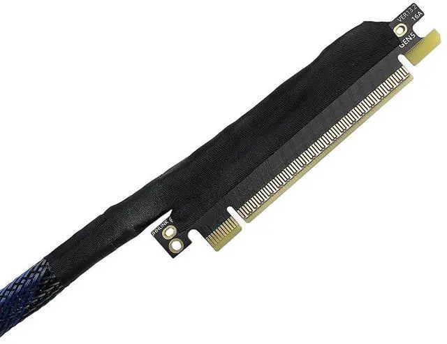Alt view image 4 of 7 - JMT PCIE 5.0 X16 Graphics Card Extension Cable 270 Degree 64GBS GEN5 Braided Mesh Harness Riser for AI Server Graphics Card Bendable GPU Adapter 16AD5 (Left Out Left in,30CM)