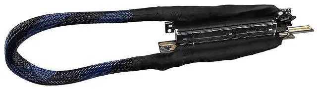 Alt view image 6 of 7 - JMT PCIE 5.0 X16 Graphics Card Extension Cable 270 Degree 64GBS GEN5 Braided Mesh Harness Riser for AI Server Graphics Card Bendable GPU Adapter 16AD5 (Left Out Left in,30CM)