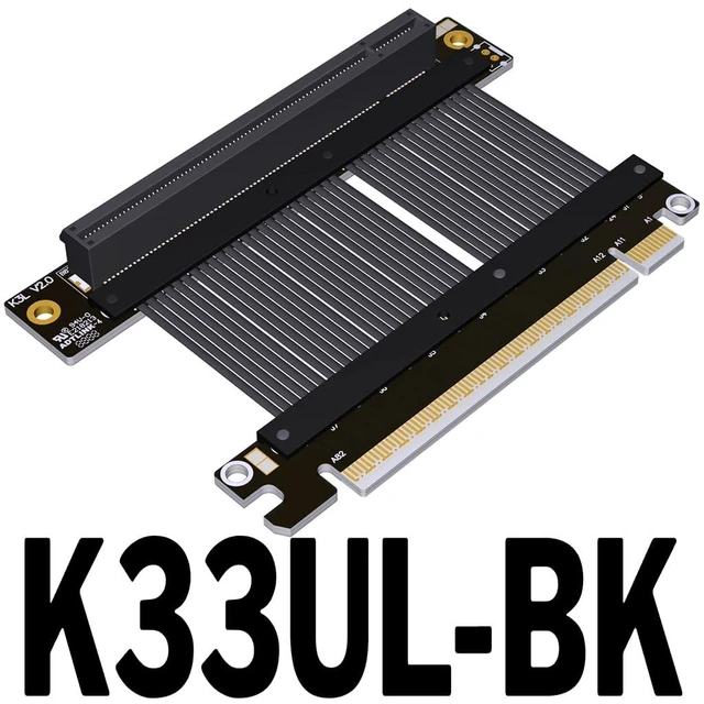 Alt view image 2 of 2 - ADT-K33U PCIe 5.0 x16 Extension Cable 512Gbps High Speed Lossless Flexible GPU Riser for PC Cases Servers ITX Builds Computer RTX5090 (K33UL-BK,15cm)