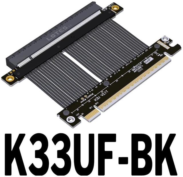 Alt view image 2 of 7 - ADT-K33U PCIe 5.0 x16 Extension Cable 512Gbps High Speed Lossless Flexible GPU Riser for PC Cases Servers ITX Builds Computer RTX5090 (K33UF-BK,15cm)