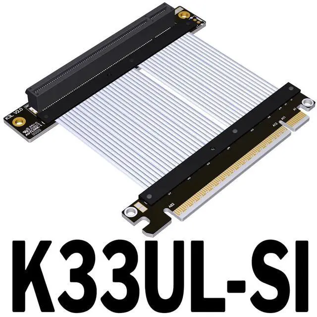Alt view image 2 of 2 - ADT-K33U PCIe 5.0 x16 Extension Cable 512Gbps High Speed Lossless Flexible GPU Riser for PC Cases Servers ITX Builds Computer RTX5090 (K33UL-SI,15cm)