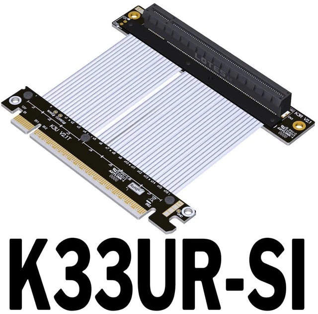 Alt view image 2 of 2 - ADT-K33U PCIe 5.0 x16 Extension Cable 512Gbps High Speed Lossless Flexible GPU Riser for PC Cases Servers ITX Builds Computer RTX5090 (K33UR-SI,15cm)