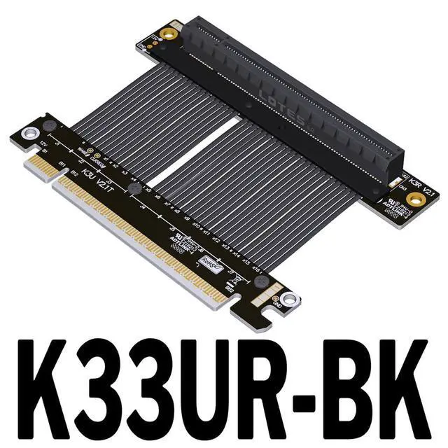Alt view image 2 of 7 - ADT-K33U PCIe 5.0 x16 Extension Cable 512Gbps High Speed Lossless Flexible GPU Riser for PC Cases Servers ITX Builds Computer RTX5090 (K33UR-BK,15cm)
