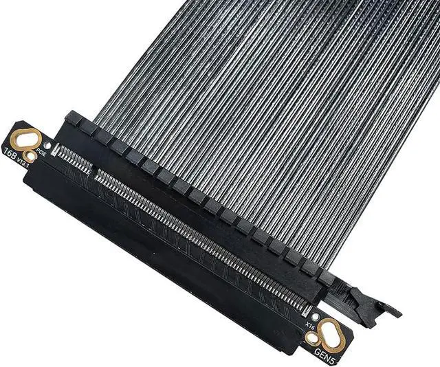 Alt view image 4 of 6 - PCIe 5.0 X16 64GB/s Extension Cable Dual-Reverse GPU Adapter Silver-Plated GEN5 High Speed Cable 16AB5 for ITX Small Case (19.5CM)