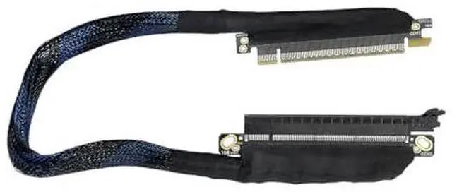 Main image of 180 Degree 64GBS PCIE 5.0 X16 Graphics Card Extension Cable 180-Degree GEN5 Braided Mesh Harness Riser for AI Server Graphics Card Bendable GPU Adapter 16AB5 (40CM,Left Out Left in)