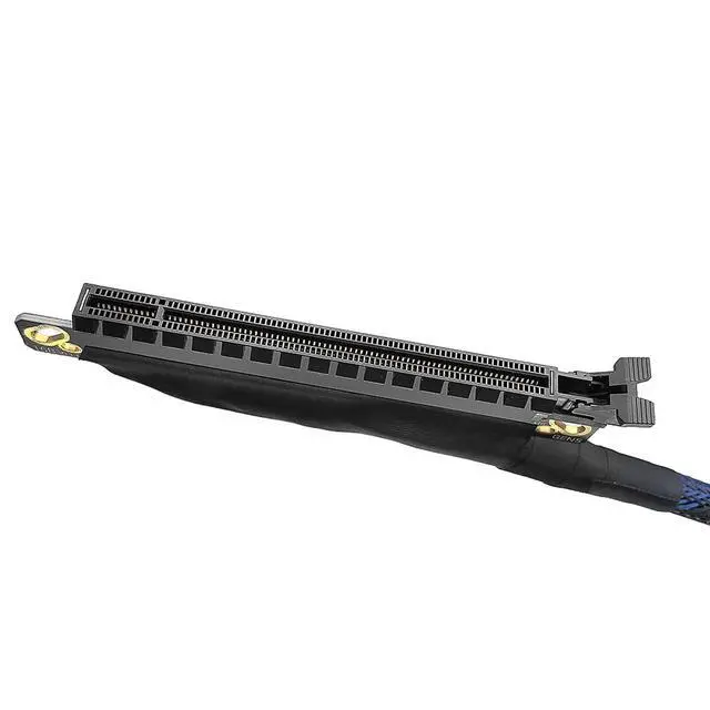 Alt view image 3 of 7 - 180 Degree 64GBS PCIE 5.0 X16 Graphics Card Extension Cable 180-Degree GEN5 Braided Mesh Harness Riser for AI Server Graphics Card Bendable GPU Adapter 16AB5 (40CM,Left Out Left in)