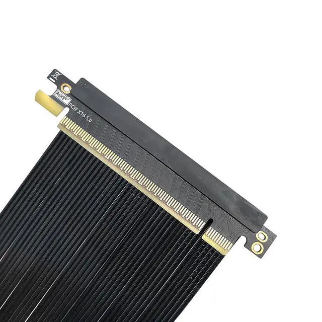 Alt view image 5 of 7 - PCIe 5.0 X16 64GB/s Extension Cable Dual-Reverse GPU Adapter Silver-Plated GEN5 High Speed Cable 16AB5 for ITX Small Case (18.5CM)