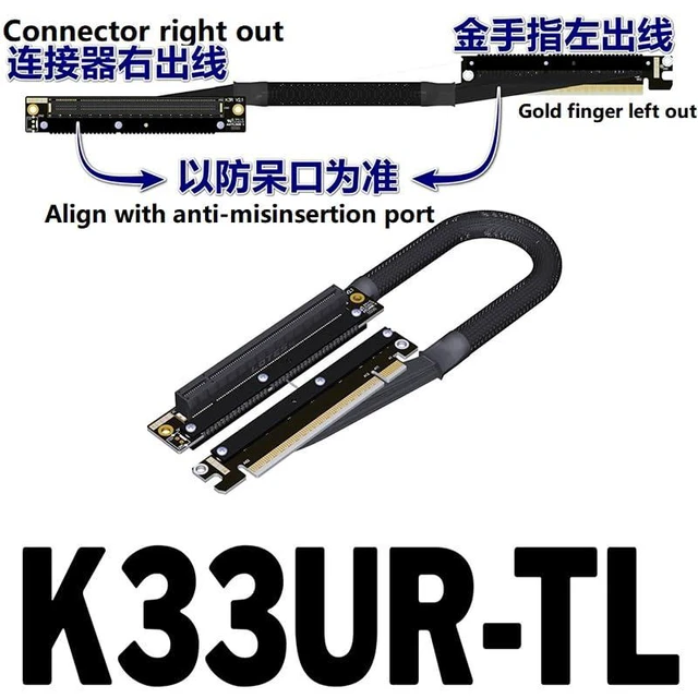 Alt view image 2 of 4 - JMT ADT-K33U PCIe 5.0 x16 Dual Reverse Cable 512Gbps High Speed Compatible with RTX50 RX90xx Series Graphics Card (25CM,K33UR-TL)