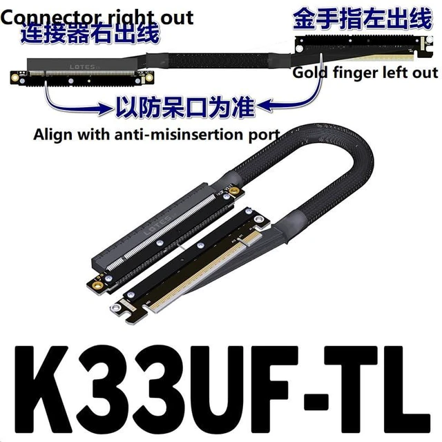 Alt view image 2 of 5 - JMT ADT-K33U PCIe 5.0 x16 Dual Reverse Cable 512Gbps High Speed Compatible with RTX50 RX90xx Series Graphics Card (25CM,K33UF-TL)