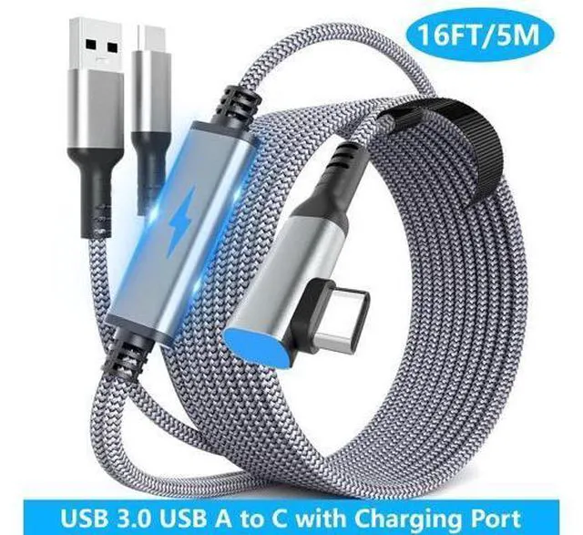 Main image of Hitoor USB A to C VR Link Cable 16FT/5M for Me-ta Quest 3S, Quest 3, for O-culus Quest 2/Pro Accessories, 3 in-1 Link Cable Charging While Playing All Day, with USB C Sufficient Power for VR Headset