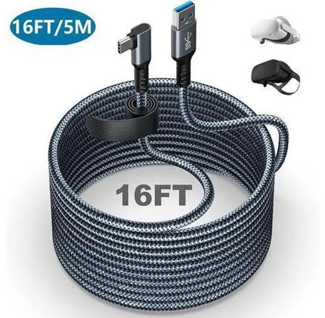 Main image of for Oculus Quest 2 Link Cable 16FT, Quest Link Cable Durable Nylon Braided, VR Headset Cable Type A USB A to USB C High Speed Data Transfer Charging Cord for Gaming PC and USB C 3.2 Gen1 Cable