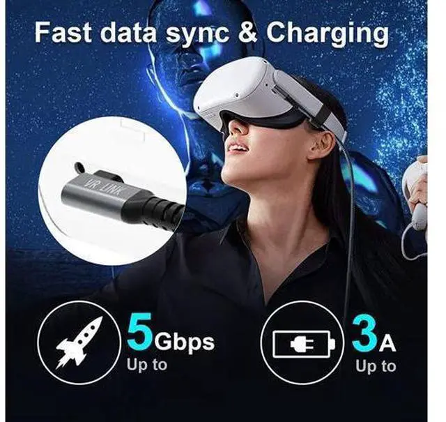 Alt view image 4 of 7 - for Oculus Quest 2 Link Cable 16FT, Quest Link Cable Durable Nylon Braided, VR Headset Cable Type A USB A to USB C High Speed Data Transfer Charging Cord for Gaming PC and USB C 3.2 Gen1 Cable
