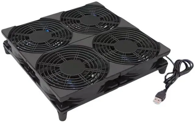 Main image of 5V Quiet USB Cooling Fan 120mm x 4 with 1200mm Cable,152CFM Big Airflow Cooling for Router, Computer, Mac Mini, PlayStation, Rack DIY Audio Video Network Cabinet Server Cooling Project