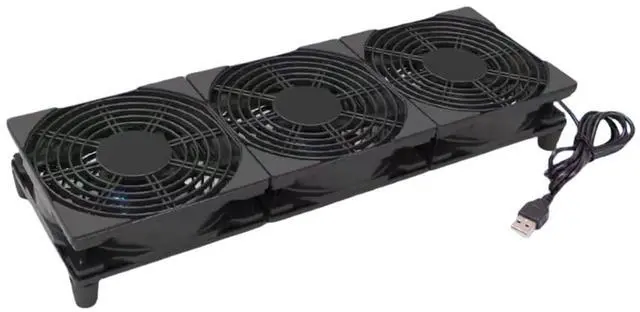 Main image of 5V Quiet USB Cooling Fan 120mm x 3 with 1200mm Cable,114CFM Big Airflow Cooling for Router, Computer, Mac Mini, PlayStation, Rack DIY Audio Video Network Cabinet Server Cooling Project