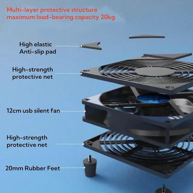 Alt view image 4 of 5 - 5V Quiet Dual USB Cooling Fan 120mm with 1200mm Cable,38CFM Airflow Cooling for Router, Computer, Mac Mini, PlayStation, Rack DIY Audio Video Network Cabinet Server Cooling Project