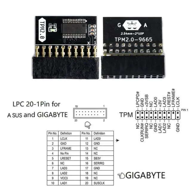 Alt view image 3 of 6 - TPM 2.0 Module with 20-1 Pin, TPM 2.0 Encryption Security Module for ASUS Motherboard Compatible with Win11