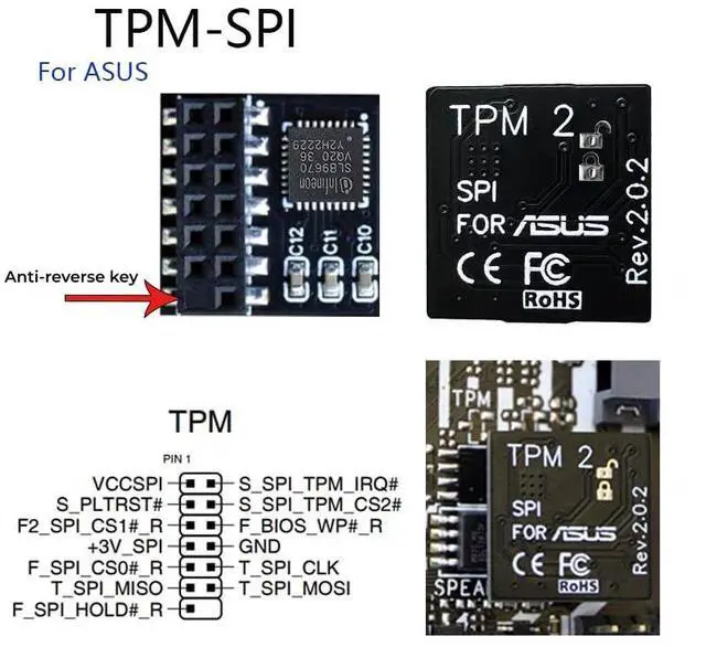 Main image of TPM-SPI Module with 14-1Pin, TPM 2.0 Encryption Security Module for ASUS Motherboard