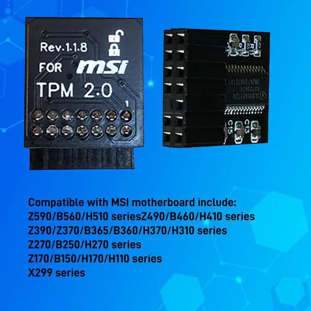 Alt view image 2 of 6 - TPM 2.0 Module TPM LPC 14Pin Module for MSI Motherboard Compatible with TPM2.0(MS-4136 4462)