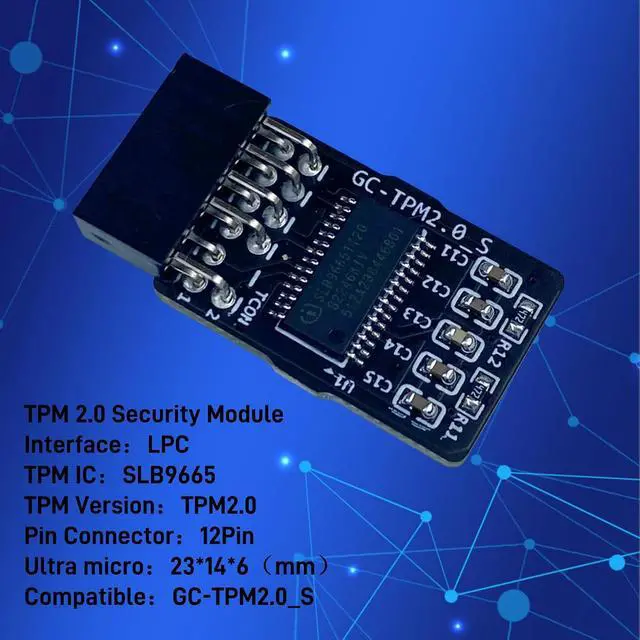 Alt view image 2 of 6 - TPM 2.0 Encryption Security Module with 12 pin Compatible with Windows 11 for GIGABYTE Motherboard