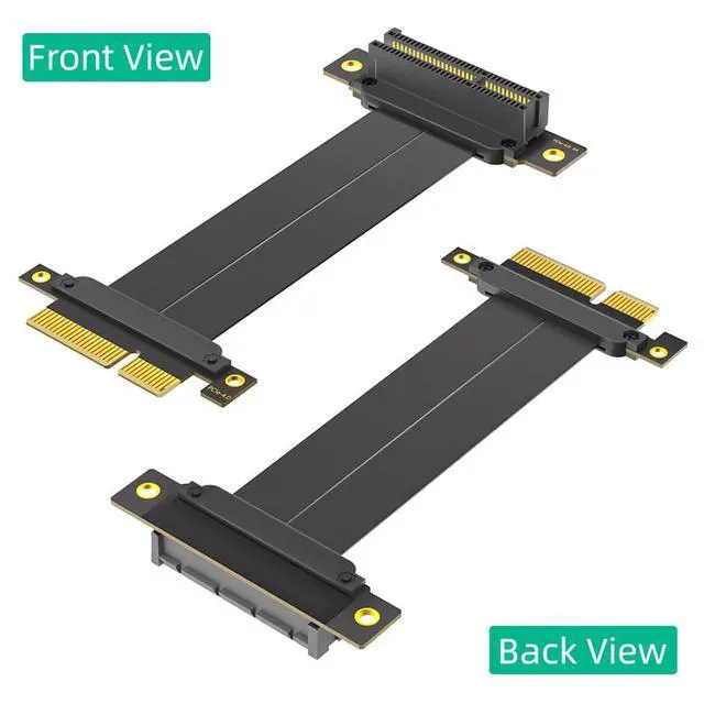 Alt view image 3 of 7 - PCI-E 4.0 4X 1X Extension Cable 10CM High Speed 8Gbps/4Gbps with Gold-Plated Connector for 1U 2U Chassis (4X, 90° to 180°,10cm)