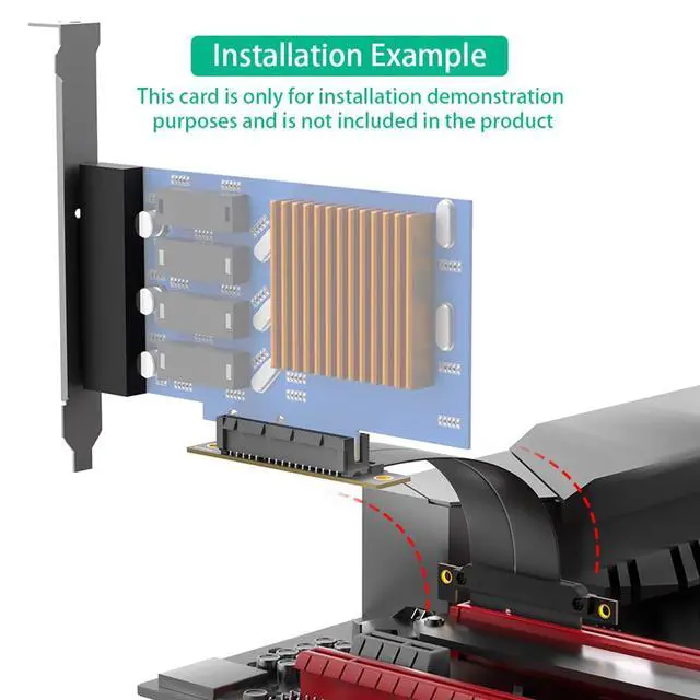 Alt view image 5 of 7 - PCI-E 4.0 4X 1X Extension Cable 10CM High Speed 8Gbps/4Gbps with Gold-Plated Connector for 1U 2U Chassis (4X, 90° to 180°,10cm)