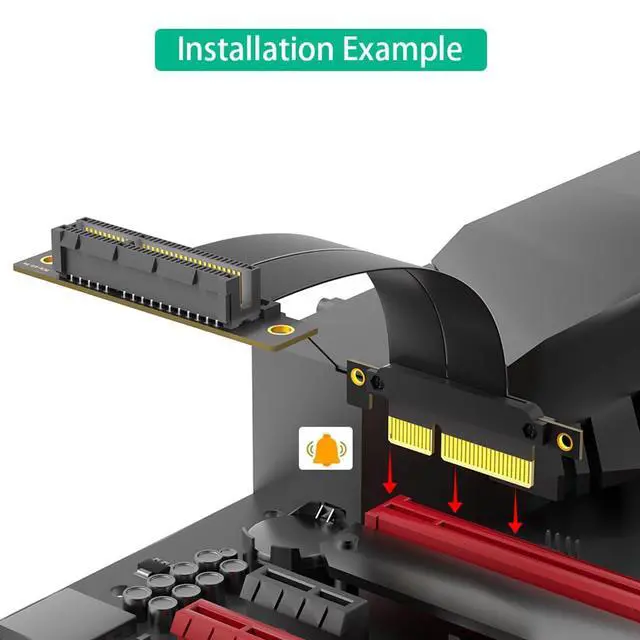 Alt view image 4 of 7 - PCI-E 4.0 4X 1X Extension Cable 10CM High Speed 8Gbps/4Gbps with Gold-Plated Connector for 1U 2U Chassis (4X, 90° to 180°,10cm)