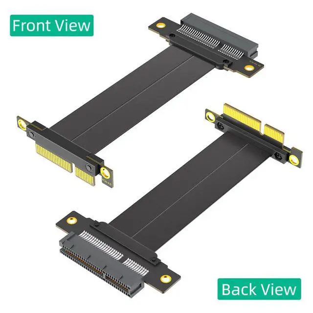 Alt view image 3 of 7 - PCI-E 4.0 4X 1X Extension Cable 10CM High Speed 8Gbps/4Gbps with Gold-Plated Connector for 1U 2U Chassis (4X, 180° to 90°,10cm)