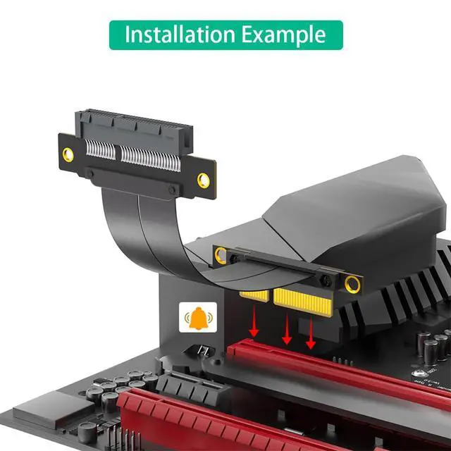 Alt view image 5 of 7 - PCI-E 4.0 4X 1X Extension Cable 10CM High Speed 8Gbps/4Gbps with Gold-Plated Connector for 1U 2U Chassis (4X, 180° to 90°,10cm)
