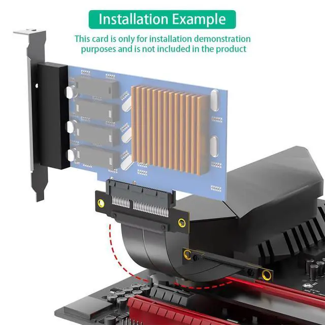 Alt view image 6 of 7 - PCI-E 4.0 4X 1X Extension Cable 10CM High Speed 8Gbps/4Gbps with Gold-Plated Connector for 1U 2U Chassis (4X, 180° to 90°,10cm)