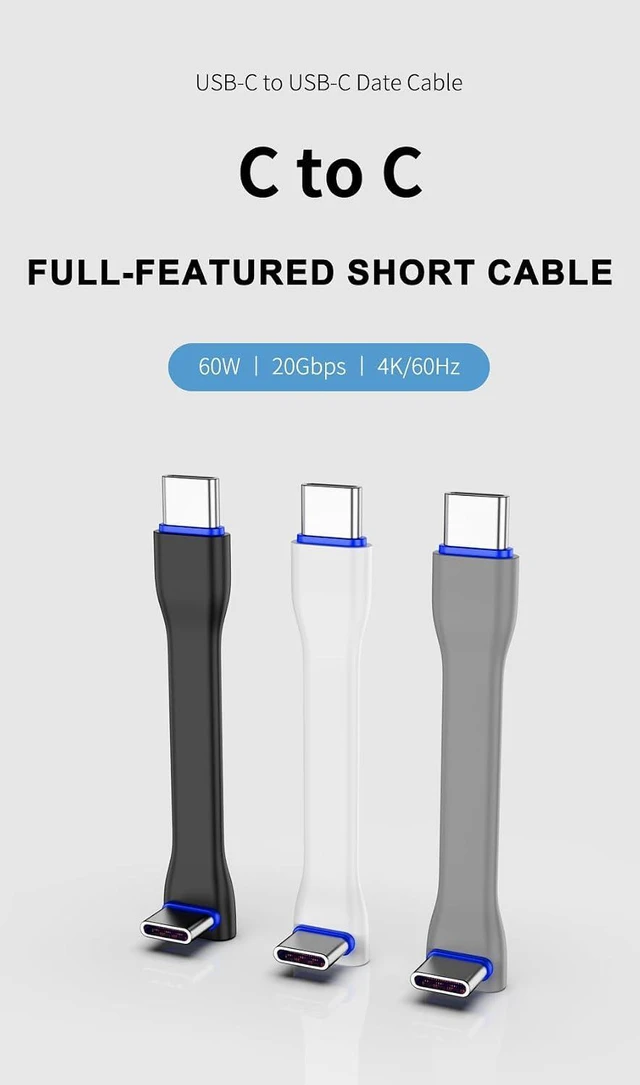 Alt view image 2 of 7 - JY-CC 90° USB-C to USB-C Transmission Cable 40G/20G Data Transfer for Laptop Tablet (PD60W+4K,Grey,74mm)