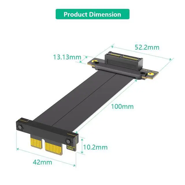 Alt view image 5 of 7 - PCI-E 4.0 Dual Bertical 90° Direction 1X 4X Extension Cable 8Gbps Gen4 Compatible with 1U 2U ATX BTX Chassis (4X, 10cm)