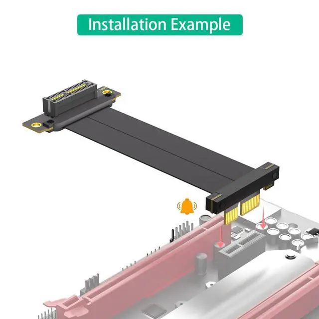 Alt view image 6 of 7 - PCI-E 4.0 Dual Bertical 90° Direction 1X 4X Extension Cable 8Gbps Gen4 Compatible with 1U 2U ATX BTX Chassis (4X, 10cm)