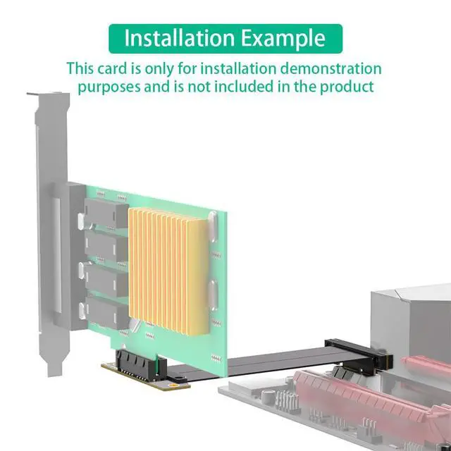 Alt view image 7 of 7 - PCI-E 4.0 Dual Bertical 90° Direction 1X 4X Extension Cable 8Gbps Gen4 Compatible with 1U 2U ATX BTX Chassis (4X, 10cm)