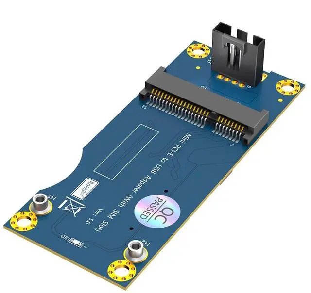 Main image of Mini PCI-E to USB 2.0 Adapter with SIM Card Slot for WWAN/LTE Module Support SIM 6pin/8pin Card Connector (Vertical USB)