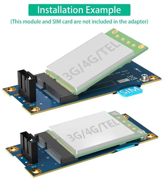 Alt view image 4 of 7 - Mini PCI-E to USB 2.0 Adapter with SIM Card Slot for WWAN/LTE Module Support SIM 6pin/8pin Card Connector (Vertical USB)