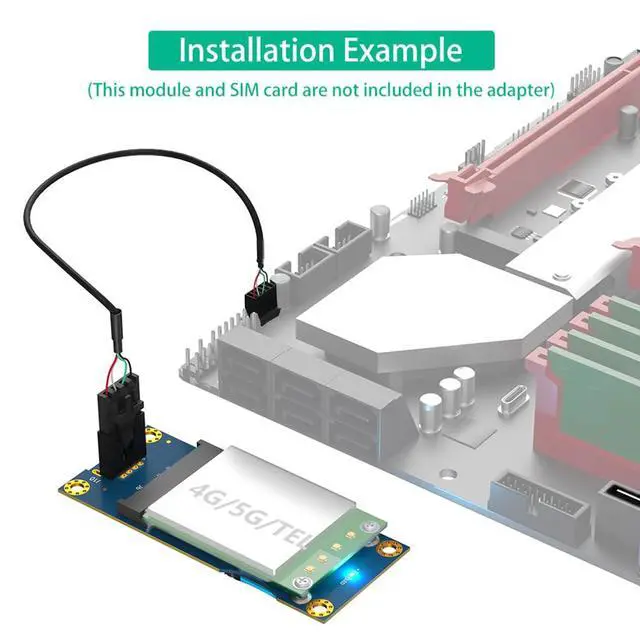Alt view image 6 of 7 - Mini PCI-E to USB 2.0 Adapter with SIM Card Slot for WWAN/LTE Module Support SIM 6pin/8pin Card Connector (Vertical USB)