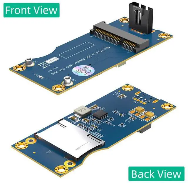 Alt view image 7 of 7 - Mini PCI-E to USB 2.0 Adapter with SIM Card Slot for WWAN/LTE Module Support SIM 6pin/8pin Card Connector (Vertical USB)