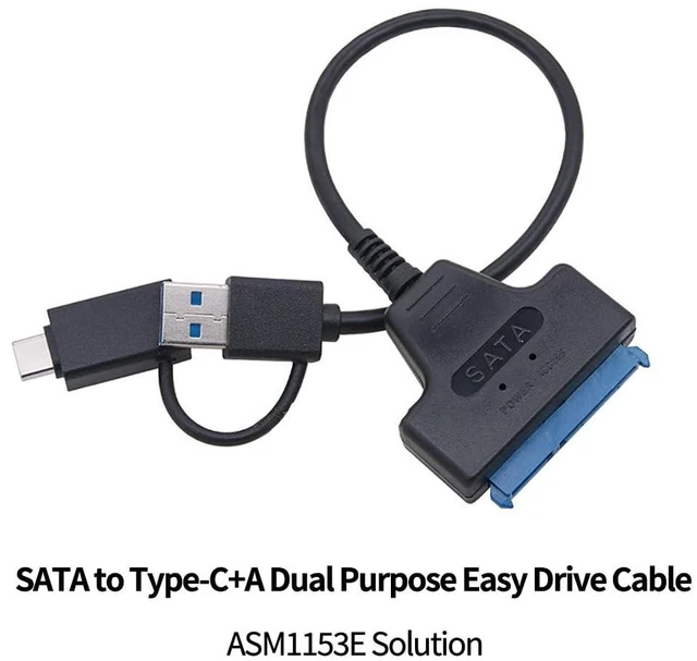 Alt view image 5 of 5 - 22pin SATA to USB3.0 Adapter Cable USB-C+USB-A Dual Port for 2.5 inch Laptop Hard Drive