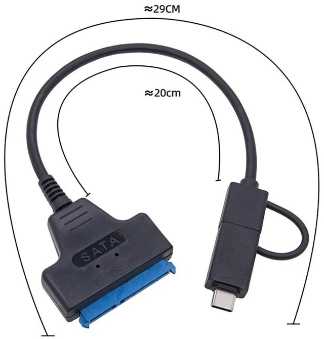 Alt view image 4 of 5 - 22pin SATA to USB3.0 Adapter Cable USB-C+USB-A Dual Port for 2.5 inch Laptop Hard Drive