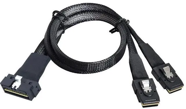 Alt view image 2 of 6 - PCIE Slimline LP Low Profile SFF-8654 8I to Dual SFF-8087 Cable 12G High-Speed Server Data Connection Cable (to 2* SFF-8087,80cm)