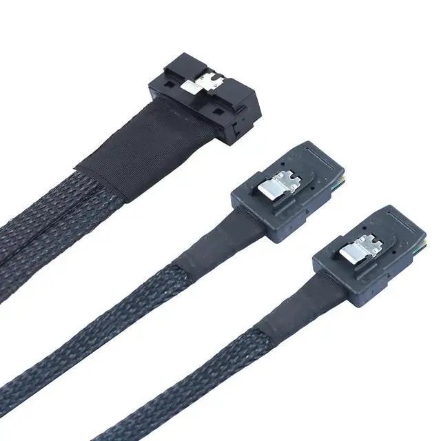 Alt view image 3 of 6 - PCIE Slimline LP Low Profile SFF-8654 8I to Dual SFF-8087 Cable 12G High-Speed Server Data Connection Cable (to 2* SFF-8087,80cm)