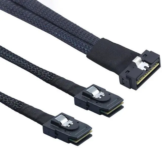 Alt view image 5 of 6 - PCIE Slimline LP Low Profile SFF-8654 8I to Dual SFF-8087 Cable 12G High-Speed Server Data Connection Cable (to 2* SFF-8087,80cm)