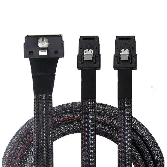 Alt view image 6 of 6 - PCIE Slimline LP Low Profile SFF-8654 8I to Dual SFF-8087 Cable 12G High-Speed Server Data Connection Cable (to 2* SFF-8087,80cm)