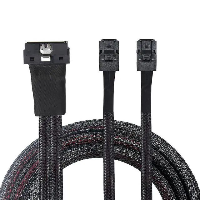 Alt view image 5 of 5 - PCIE Slimline LP Low Profile SFF-8654 8I to Dual SFF-8643 Cable 12G High-Speed Server Data Connection Cable (to 2* SFF-8643,50cm)