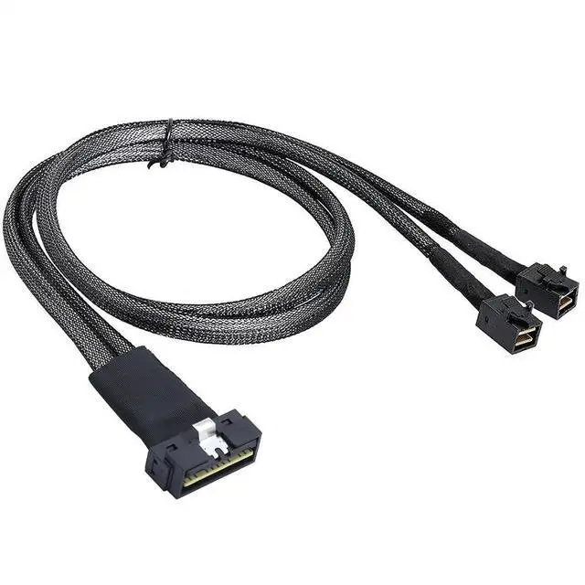 Main image of PCIE Slimline LP Low Profile SFF-8654 8I to Dual SFF-8643 Cable 12G High-Speed Server Data Connection Cable (to 2* SFF-8643,50cm)