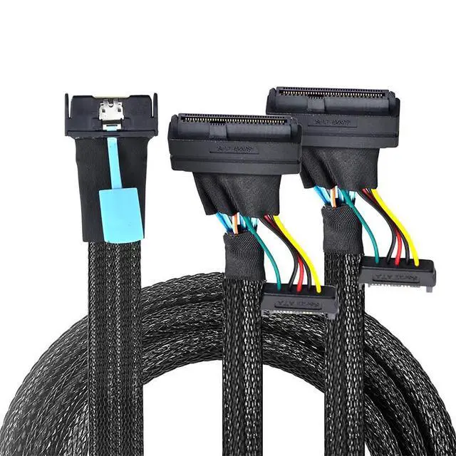Alt view image 2 of 6 - Slimline SAS MCIO 8i 74P to 2*SFF 8639+15P Server Data Connection Cable High-Speed Support PCIe4.0 PCIe5.0 (50cm)