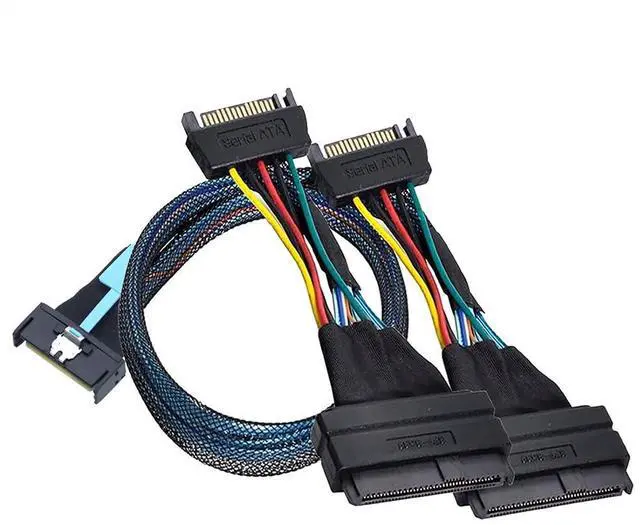 Alt view image 4 of 6 - Slimline SAS MCIO 8i 74P to 2*SFF 8639+15P Server Data Connection Cable High-Speed Support PCIe4.0 PCIe5.0 (50cm)