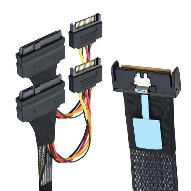 Alt view image 5 of 6 - Slimline SAS MCIO 8i 74P to 2*SFF 8639+15P Server Data Connection Cable High-Speed Support PCIe4.0 PCIe5.0 (50cm)