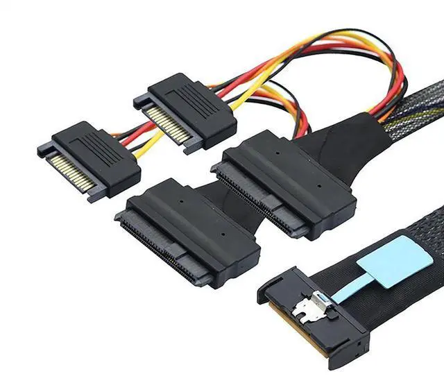 Alt view image 6 of 6 - Slimline SAS MCIO 8i 74P to 2*SFF 8639+15P Server Data Connection Cable High-Speed Support PCIe4.0 PCIe5.0 (50cm)
